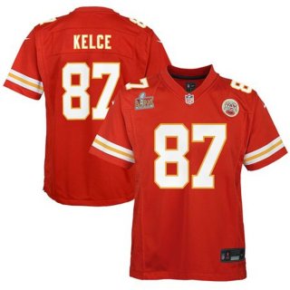 Youth Kansas City Chiefs Travis Kelce Nike Red Super Bowl LIX Game Player Jersey