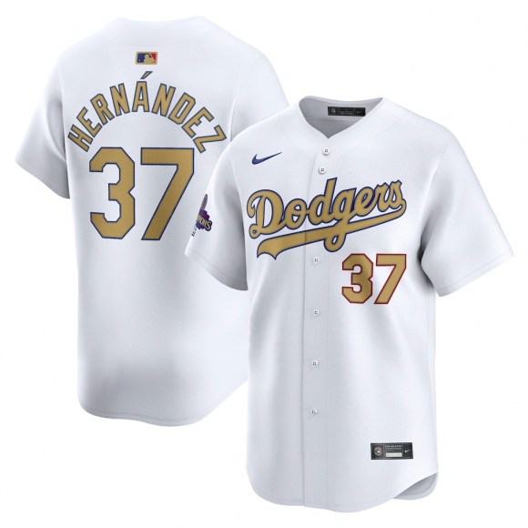 Men's Los Angeles Dodgers Teoscar Hernandez Nike White 2025 Gold Collection Limited Jersey