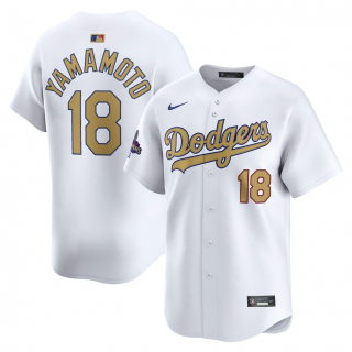 Men's Los Angeles Dodgers Yoshinobu Yamamoto Nike White 2025 Gold Collection Limited Jersey