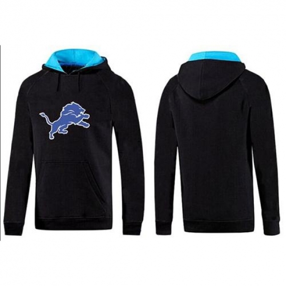 Detroit Lions Logo Pullover Hoodie Black & Blue