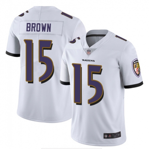 Men's Baltimore Ravens #15 Marquise Brown White Vapor Untouchable Limited NFL Jersey