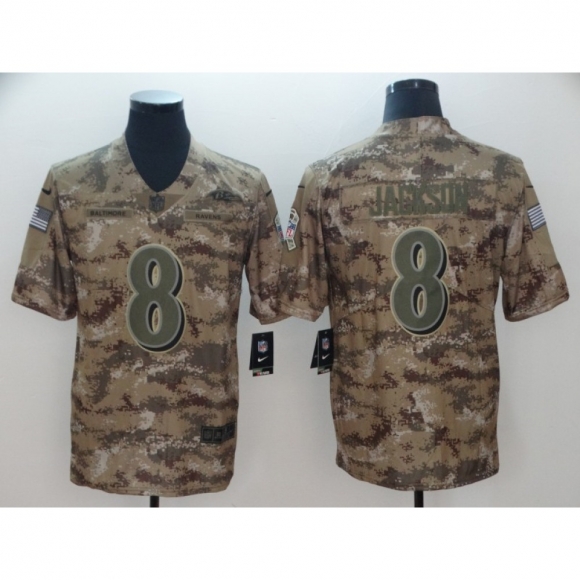 Men's Baltimore Ravens #8 Lamar Jackson 2018 Camo Salute to Service Limited Stitched NFL Jersey