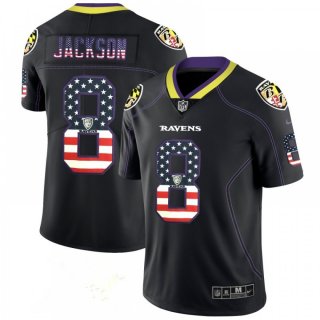 Men's Baltimore Ravens #8 Lamar Jackson Black 2018 USA Flag Color Rush Limited Fashion NFL Limited Stitched NFL Jersey