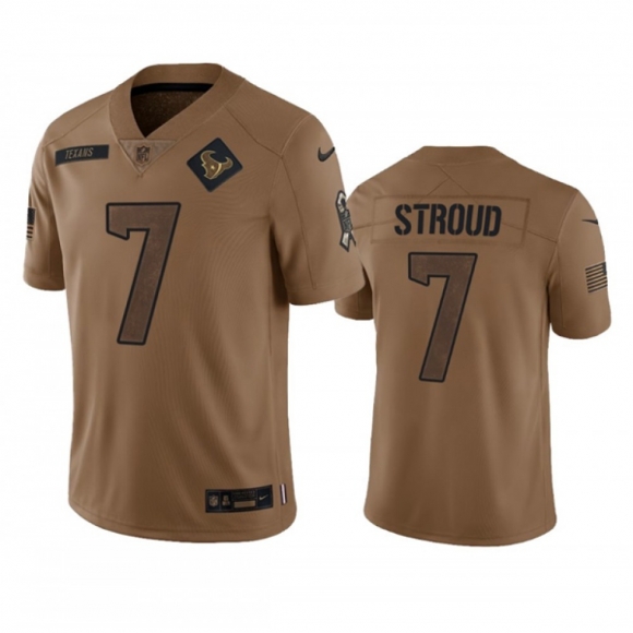 Men's Houston Texans #7 C.J. Stroud 2023 Brown Salute To Service Limited Stitched Jersey
