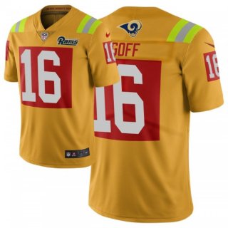 Men's Los Angeles Rams #16 Jared Goff Gold 2019 City Edition Limited Stitched NFL Jersey
