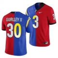 Men's Los Angeles Rams X Georgia Bulldogs #30 Todd Gurley II Red/Royal Split Stitched Jersey