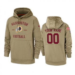 Men's Washington Redskins Customized Tan 2019 Salute to Service Sideline Therma Pullover Hoodie