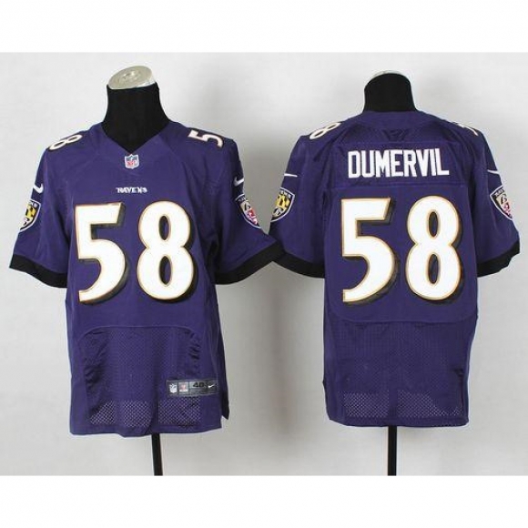 Nike Ravens #58 Elvis Dumervil Purple Team Color Men's Stitched NFL New Elite Jersey