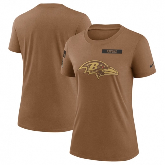 Women's Baltimore Ravens 2023 Brown Salute To Service Legend Performance T-Shirt(Run Small)