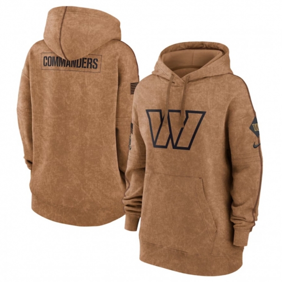 Women's Washington Commanders 2023 Brown Salute to Service Pullover Hoodie(Run Small)