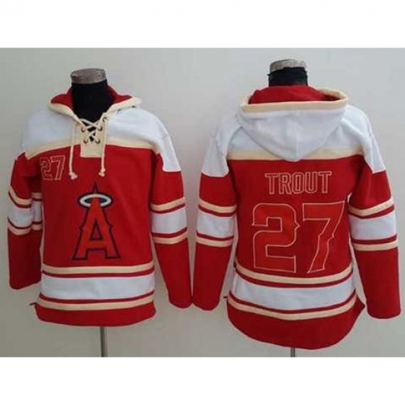 Angels of Anaheim #27 Mike Trout Red Sawyer Hooded Sweatshirt MLB Hoodie