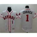 Astros #1 Carlos Correa White Fashion Stars & Stripes Flexbase Authentic Stitched MLB Jersey