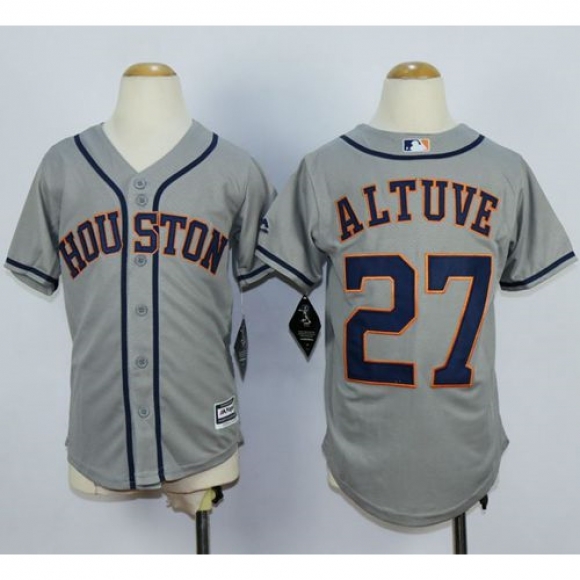 Astros #27 Jose Altuve Grey Cool Base Stitched Youth MLB Jersey