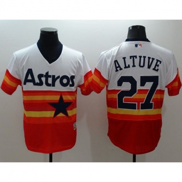Astros #27 Jose Altuve White/Orange Flexbase Authentic Collection Cooperstown Stitched MLB Jersey