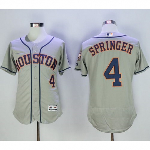 Astros #4 George Springer Grey Flexbase Authentic Collection Stitched MLB Jersey