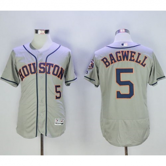 Astros #5 Jeff Bagwell Grey Flexbase Authentic Collection Stitched MLB Jersey