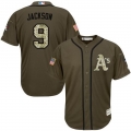 Athletics #9 Reggie Jackson Green Salute to Service Stitched Youth MLB Jersey
