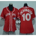 Blue Jays #10 Edwin Encarnacion Red Canada Day Women's Stitched MLB Jersey