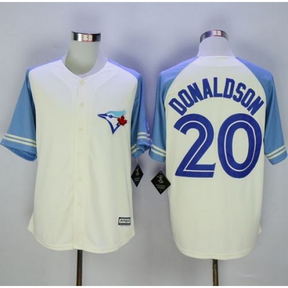 Blue Jays #20 Josh Donaldson Cream/Blue Exclusive New Cool Base Stitched MLB Jersey