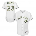 Blue Jays #23 Dalton Pompey White Flexbase Authentic Collection 2016 Memorial Day Stitched MLB Jersey