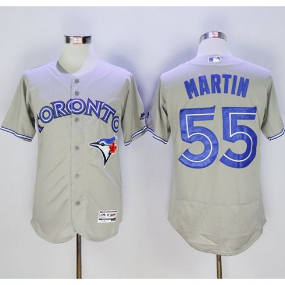 Blue Jays #55 Russell Martin Grey Flexbase Authentic Collection Stitched MLB Jersey