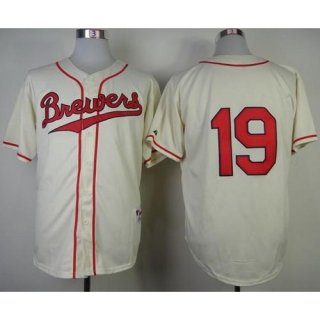 Brewers #19 Robin Yount Cream 1948 Turn Back The Clock Stitched MLB Jersey