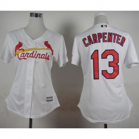 Cardinals #13 Matt Carpenter White Home Women's Stitched MLB Jersey