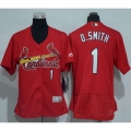 Cardinals #1 Ozzie Smith Red Flexbase Authentic Women's Stitched MLB Jersey