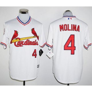 Cardinals #4 Yadier Molina White New Cool Base Cooperstown Stitched MLB Jersey