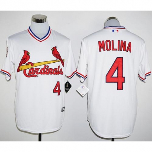 Cardinals #4 Yadier Molina White New Cool Base Cooperstown Stitched MLB Jersey