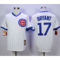 Cubs #17 Kris Bryant White Strip Home Cooperstown Stitched MLB Jersey