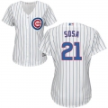 Cubs #21 Sammy Sosa White(Blue Strip) Home Women's Stitched MLB Jersey