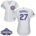 Cubs #27 Addison Russell White(Blue Strip) Home 2016 World Series Champions Women's Stitched MLB Jersey