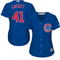 Cubs #41 John Lackey Blue Alternate Women's Stitched MLB Jersey