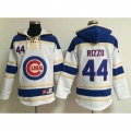 Cubs #44 Anthony Rizzo White Sawyer Hooded Sweatshirt MLB Hoodie