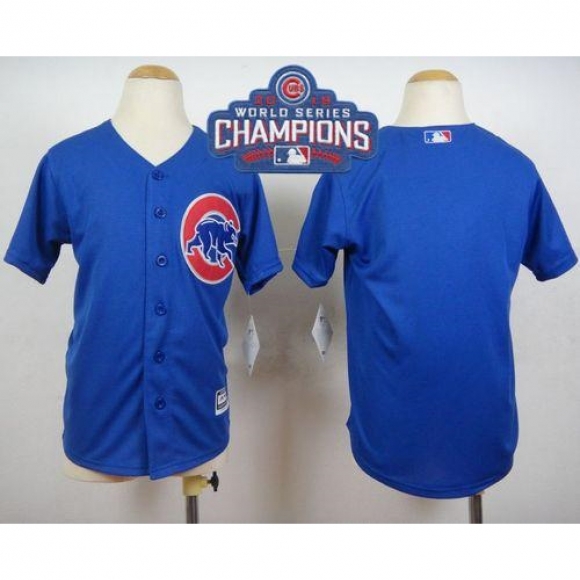 Cubs Blank Blue Alternate 2016 World Series Champions Stitched Youth MLB Jersey