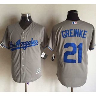 Dodgers #21 Zack Greinke Grey New Cool Base Stitched MLB Jersey