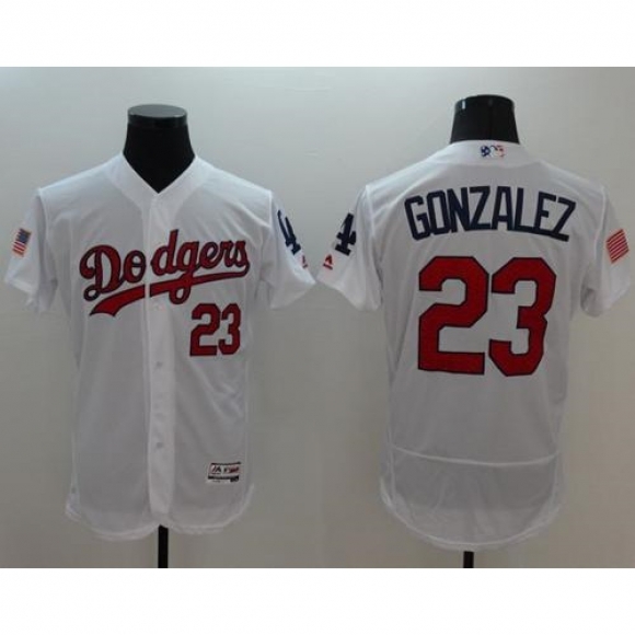Dodgers #23 Adrian Gonzalez White Fashion Stars & Stripes Flexbase Authentic Stitched MLB Jersey