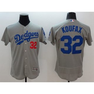 Dodgers #32 Sandy Koufax Grey Flexbase Authentic Collection Stitched MLB Jersey