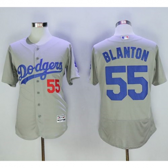 Dodgers #55 Joe Blanton Grey Flexbase Authentic Collection Stitched MLB Jersey