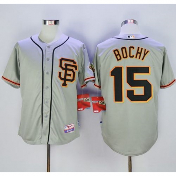Giants #15 Bruce Bochy Grey Cool Base Road 2 Stitched MLB Jersey