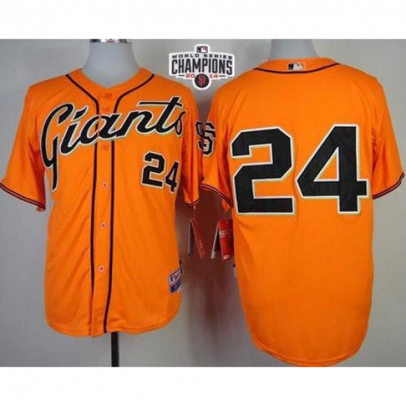 Giants #24 Willie Mays Orange Cool Base W/2014 World Series Champions Patch Stitched MLB Jersey