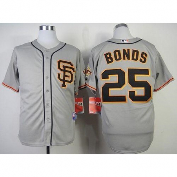 Giants #25 Barry Bonds Grey Cool Base Road 2 Stitched MLB Jersey