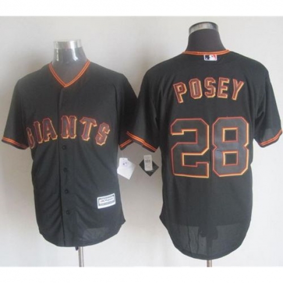Giants #28 Buster Posey Black New Cool Base Stitched MLB Jersey