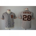 Giants #28 Buster Posey Grey Road 2 Cool Base Stitched Youth MLB Jersey