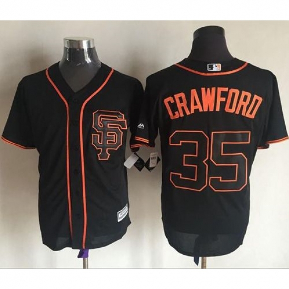 Giants #35 Brandon Crawford Black New Cool Base Alternate Stitched MLB Jersey