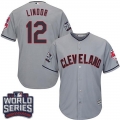 indians #12 Francisco Lindor Grey Road 2016 World Series Bound Stitched Youth MLB Jersey