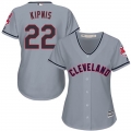 indians #22 Jason Kipnis Grey Women's Road Stitched MLB Jersey