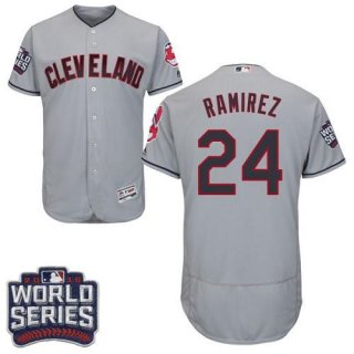 indians #24 Manny Ramirez Grey Flexbase Authentic Collection 2016 World Series Bound Stitched MLB Jersey