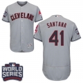 indians #41 Carlos Santana Grey Flexbase Authentic Collection 2016 World Series Bound Stitched MLB Jersey